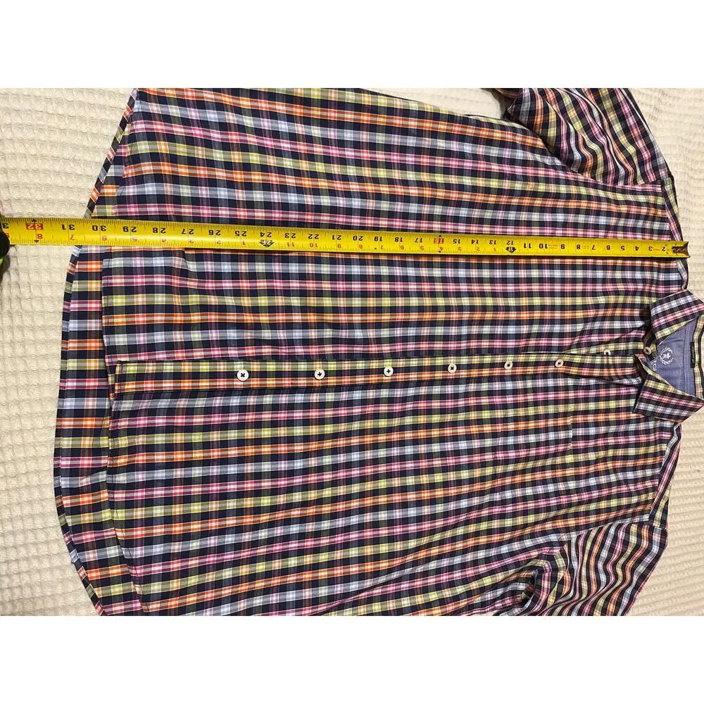 Bugatchi Men’s Casual Classic Fit Short Sleeve Multicolor Gingham Cotton Top XL - Picture 4 of 12